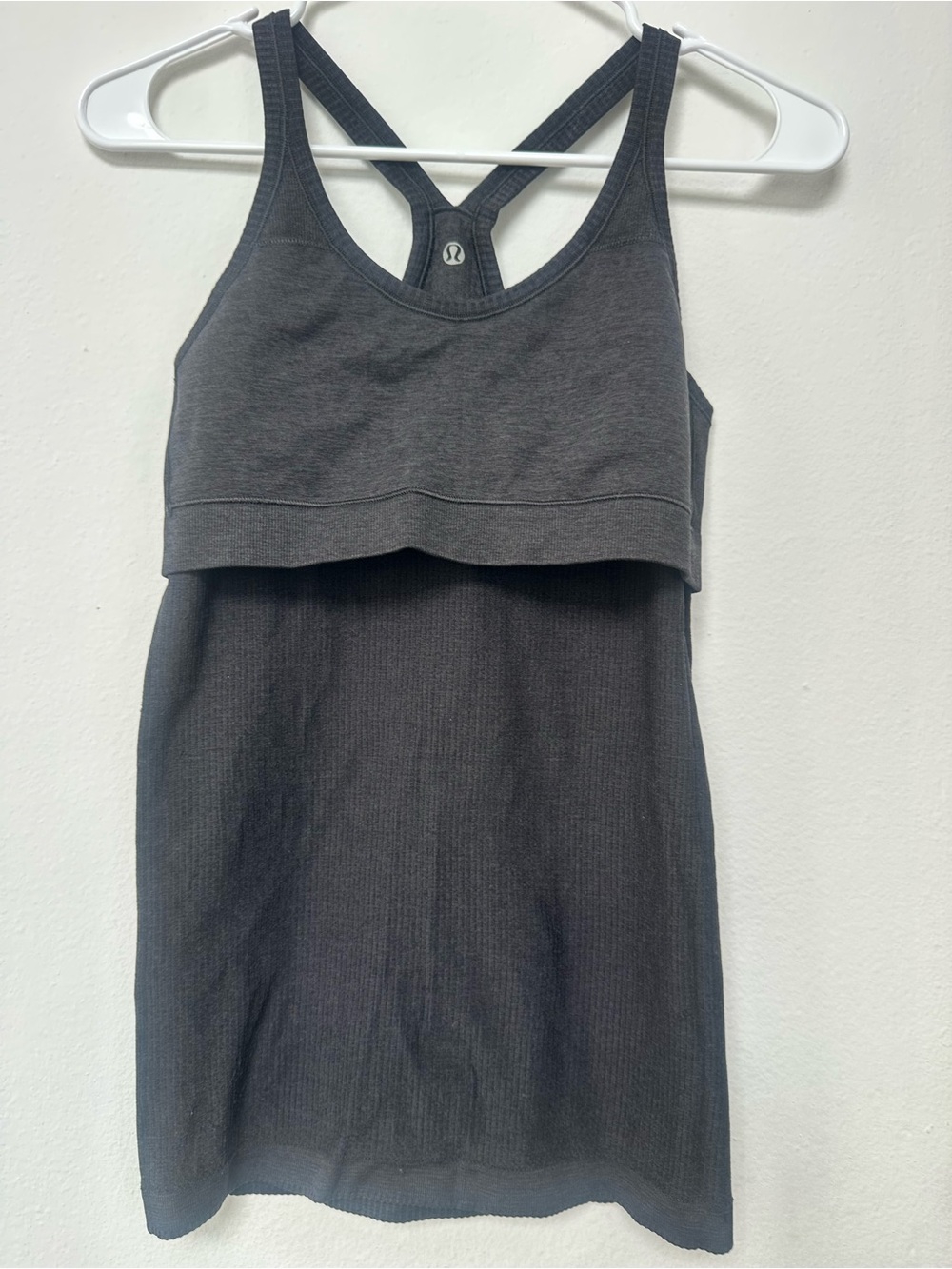 Lululemon Charcoal Ribbed Racerback Built In Bra Tank Top - Picture 3 of 3